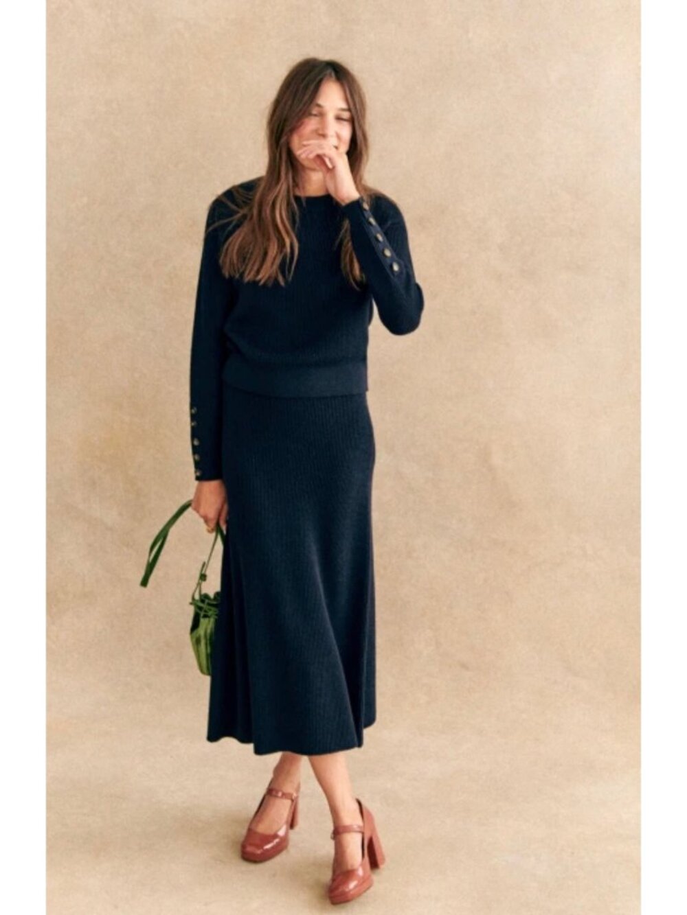RARE Sezane SAMI JUMPER wool sweater navy blue M bust36